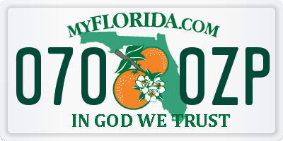 FL license plate 0700ZP