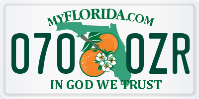 FL license plate 0700ZR