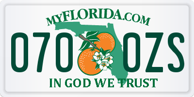 FL license plate 0700ZS