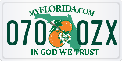 FL license plate 0700ZX