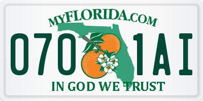 FL license plate 0701AI