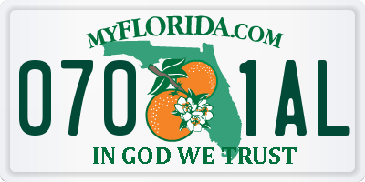 FL license plate 0701AL