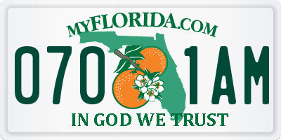 FL license plate 0701AM