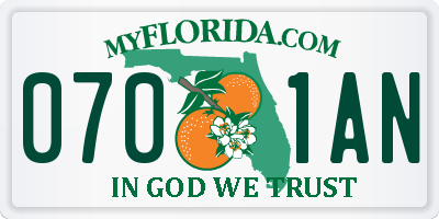 FL license plate 0701AN