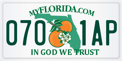 FL license plate 0701AP