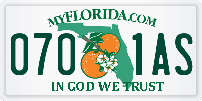 FL license plate 0701AS