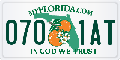 FL license plate 0701AT