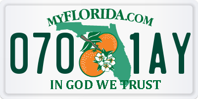 FL license plate 0701AY