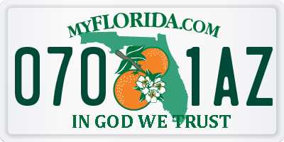 FL license plate 0701AZ