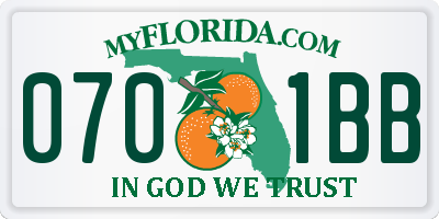 FL license plate 0701BB