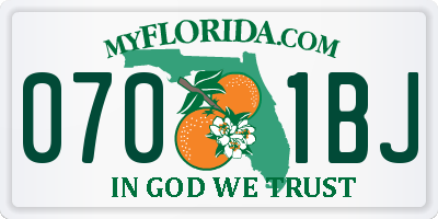 FL license plate 0701BJ