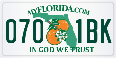 FL license plate 0701BK