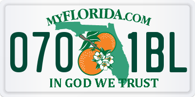 FL license plate 0701BL
