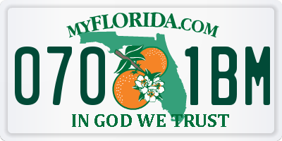 FL license plate 0701BM