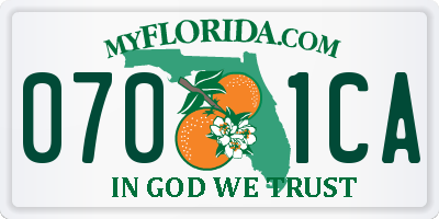 FL license plate 0701CA