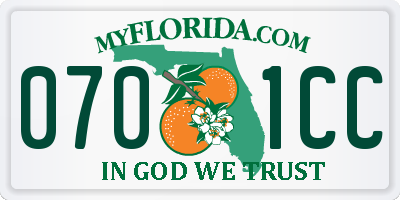 FL license plate 0701CC