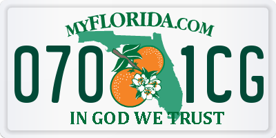 FL license plate 0701CG
