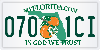 FL license plate 0701CI