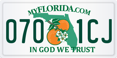 FL license plate 0701CJ