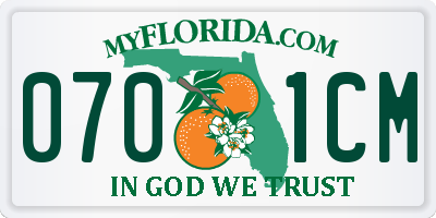 FL license plate 0701CM