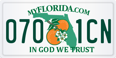 FL license plate 0701CN
