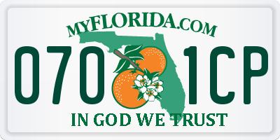 FL license plate 0701CP