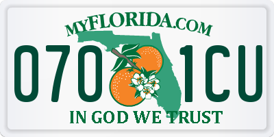 FL license plate 0701CU