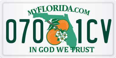 FL license plate 0701CV