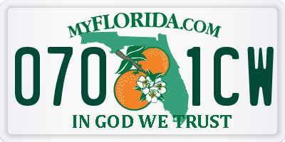 FL license plate 0701CW