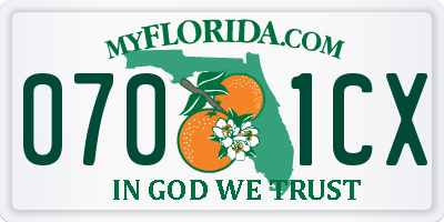 FL license plate 0701CX