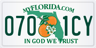 FL license plate 0701CY