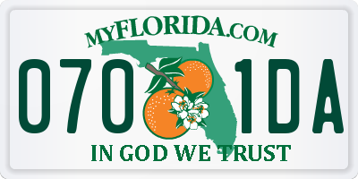 FL license plate 0701DA