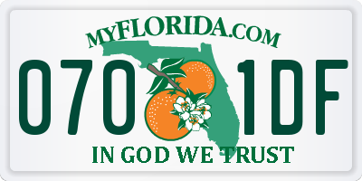 FL license plate 0701DF