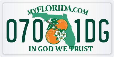 FL license plate 0701DG