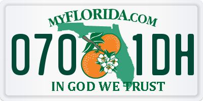 FL license plate 0701DH