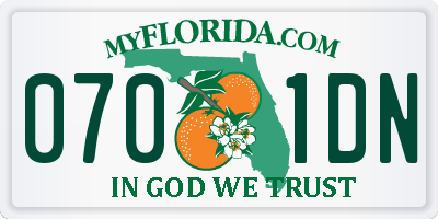 FL license plate 0701DN