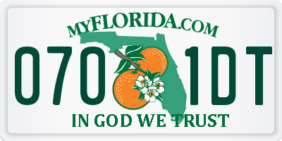 FL license plate 0701DT