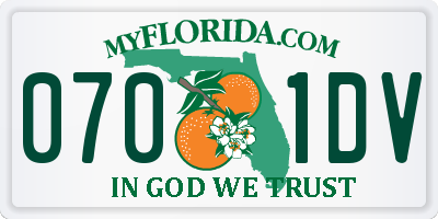 FL license plate 0701DV