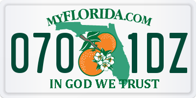 FL license plate 0701DZ