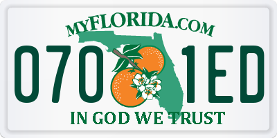 FL license plate 0701ED