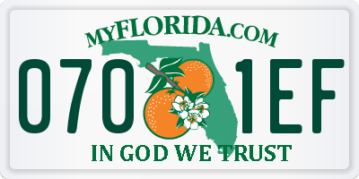 FL license plate 0701EF