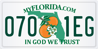 FL license plate 0701EG