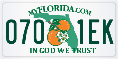 FL license plate 0701EK