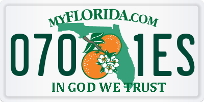 FL license plate 0701ES