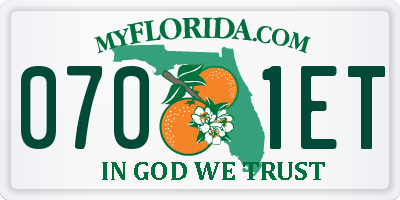 FL license plate 0701ET
