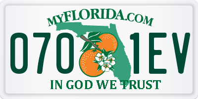 FL license plate 0701EV
