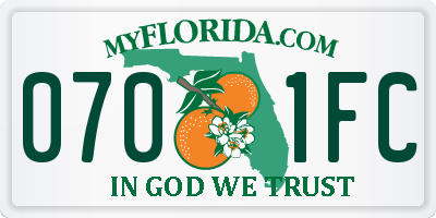 FL license plate 0701FC