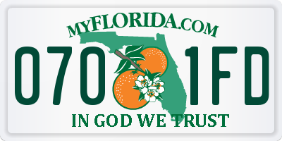 FL license plate 0701FD