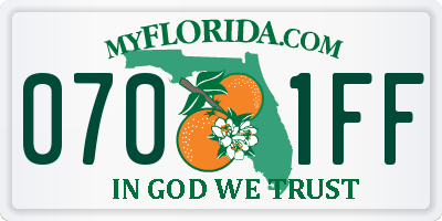 FL license plate 0701FF