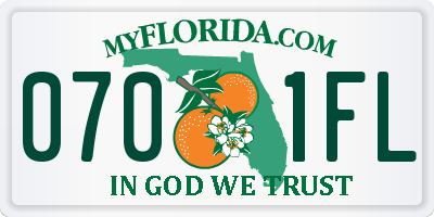FL license plate 0701FL